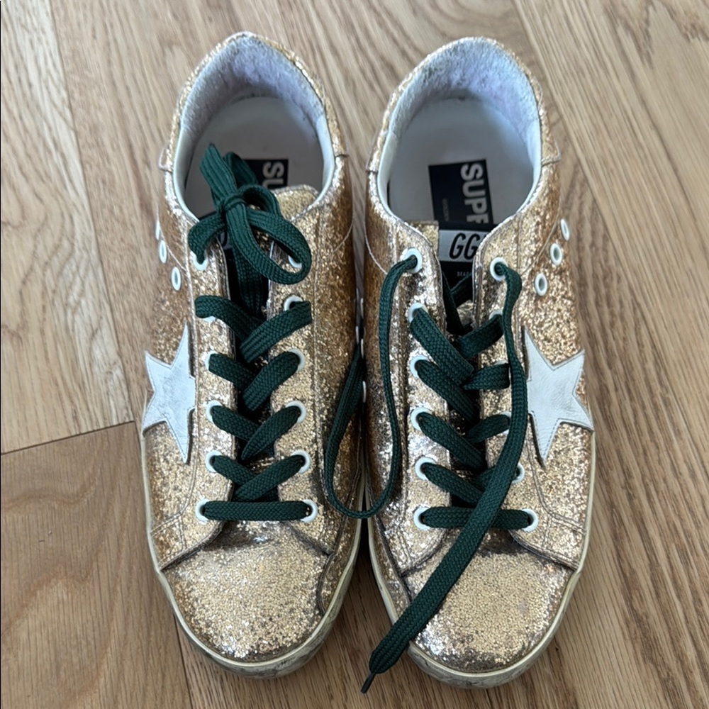 Golden Goose Gold Glitter Sneakers